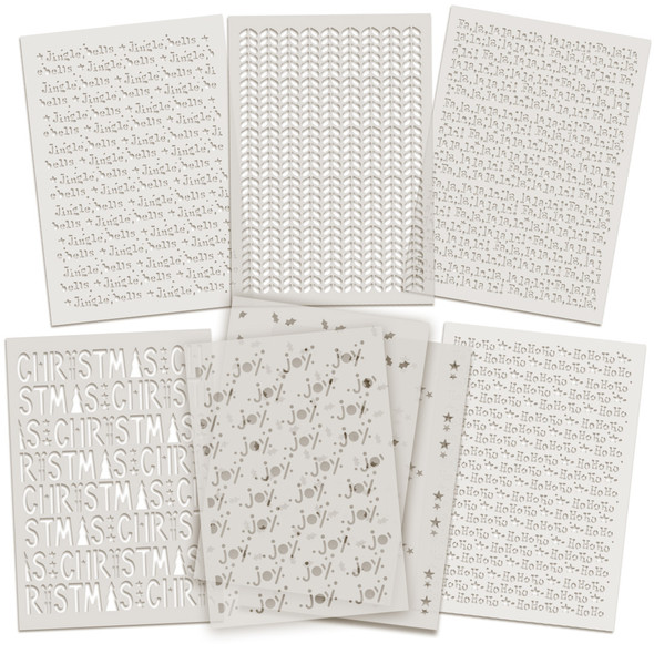 Text Pattern Stencil Bundle - 9x A5/6 x 8" Emboss-ink Stencils - card making, crafts, scrapbooking