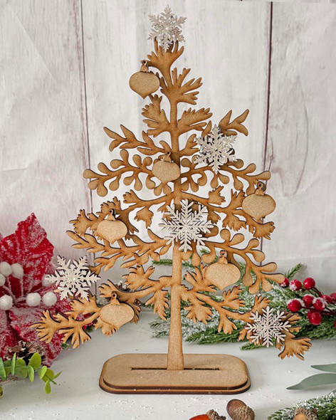 Floral Christmas Tree MDF Wood Blank Craft Kit – Christmas Holiday Home Décor