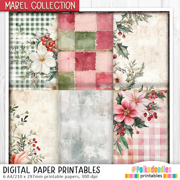 Mabel Starry Celebrations Christmas Holiday printable paper bundle - for Card Making, Scrapbooking, Junk Journal, svg, craft stickers & planners.