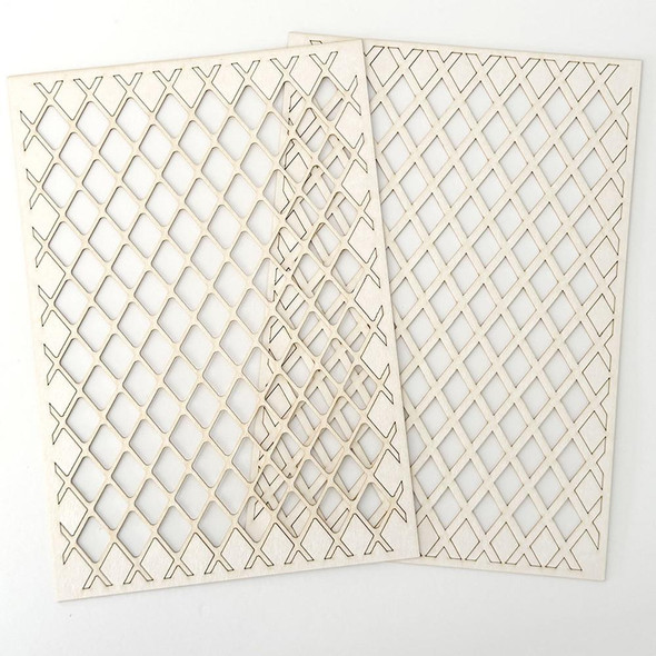 MDF Lattice/Trellis Chipboard x 2 Pack - Chipboard Blank Craft Kit, Home Décor, image shows two plain wooden lattice panels with a crisscross design suitable for craft projects and home decoration.