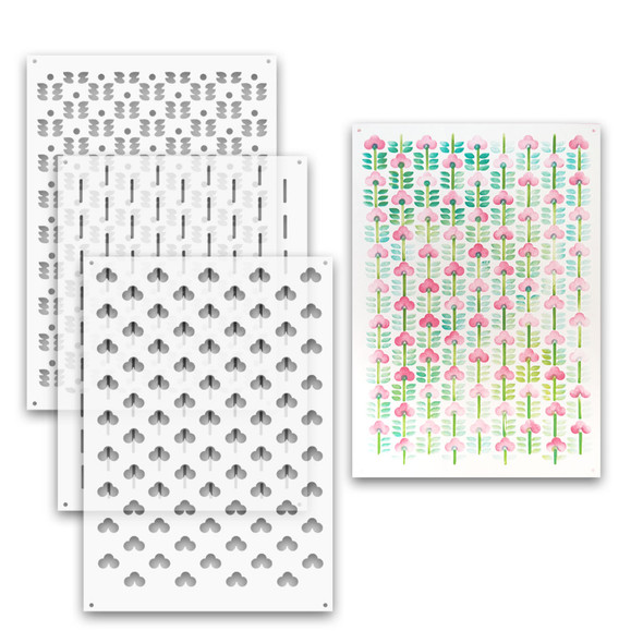 Boho Perfect Poppies x 3 Layering Emboss-ink stencil set –craft, card making Stencil se