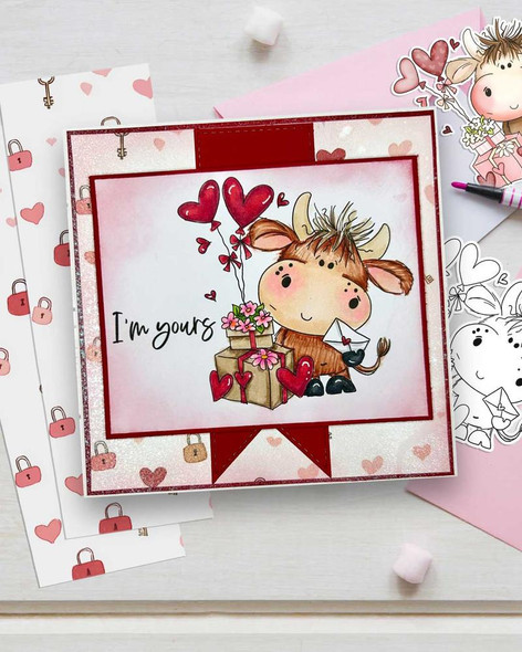 Udderly Cute Gifts for Moo - Udderly Cute cow Valentine’s romance love friendship printable clipart for Card Making, Scrapbooking, Junk Journal, svg, craft stickers & planners, featuring a cute cartoon cow holding a love letter, with heart balloons and gift box, perfect for Valentine’s Day and romantic crafts.