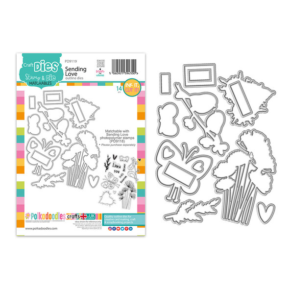 Sending love outline dies - craft, card making,  scrapbooking cutter dies