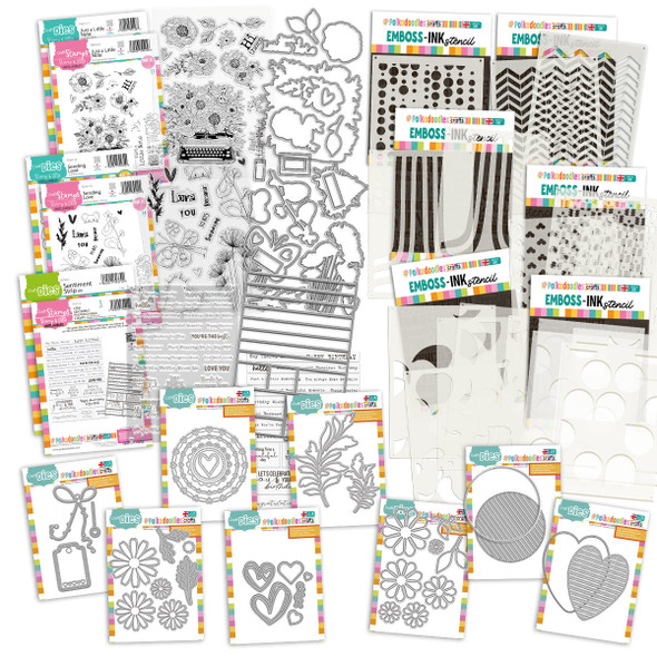 Bright & Beautiful Ultimate big bundle - craft, card making scrapbook stamps, cutting dies and stencils