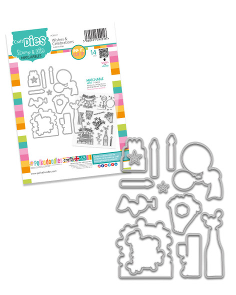 Wishes and Celebrations outline dies A5/6 x 8" - Card making craft supplies, scrapbooking