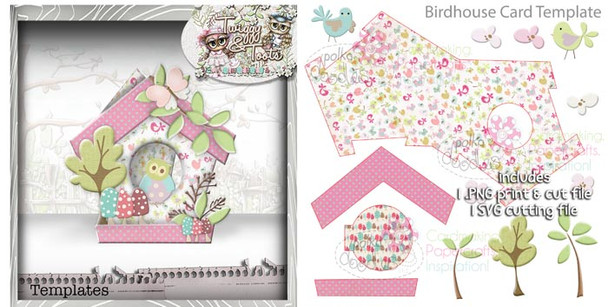 Birdhouse 2 Card template SVG Cutting file - Digital Craft Download