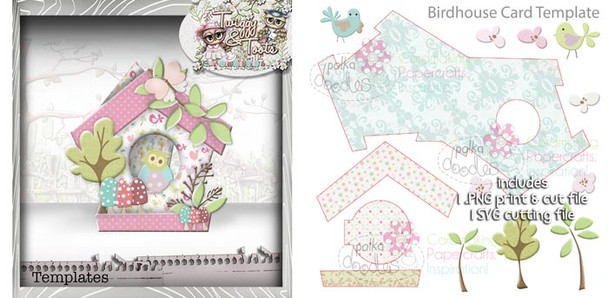 Birdhouse 3 Card template SVG Cutting file - Digital Craft Download