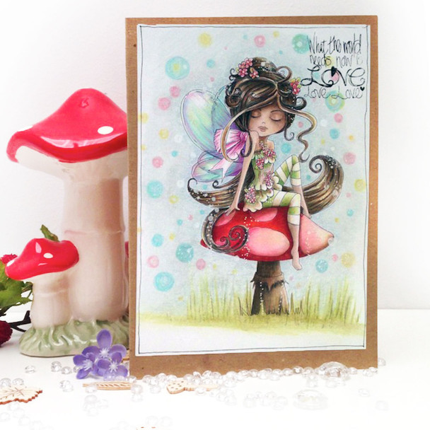 Serenity Fairy Blossom - Digital Crafts, digital Stamp card making printable downloads.