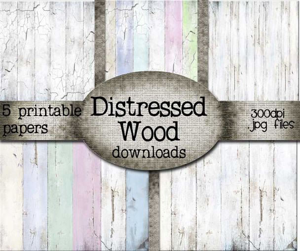 Distressed Wood Printable papers - Digital Craft Stamp download