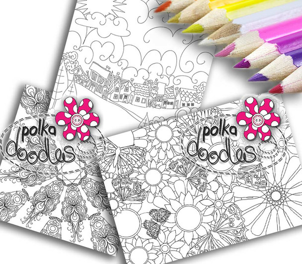 Adult Colouring pages bundle 3 - Downloadable Adult printable Colouring Book Pages