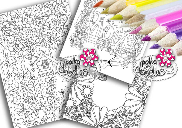 Adult Colouring pages bundle 5 - Downloadable Adult printable Colouring Book Pages