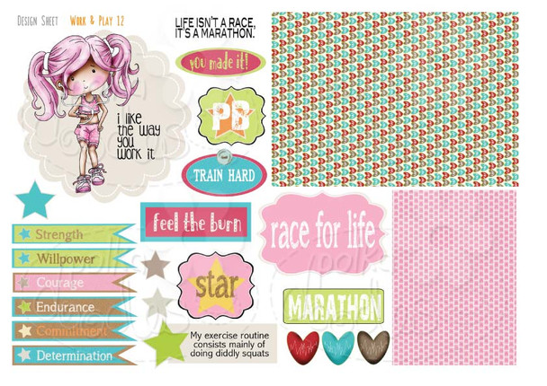 Female Runner/Workout/Fitness/Race for Life bundle kit - Printable Crafting Digital Stamp Craft Scrapbooking Download