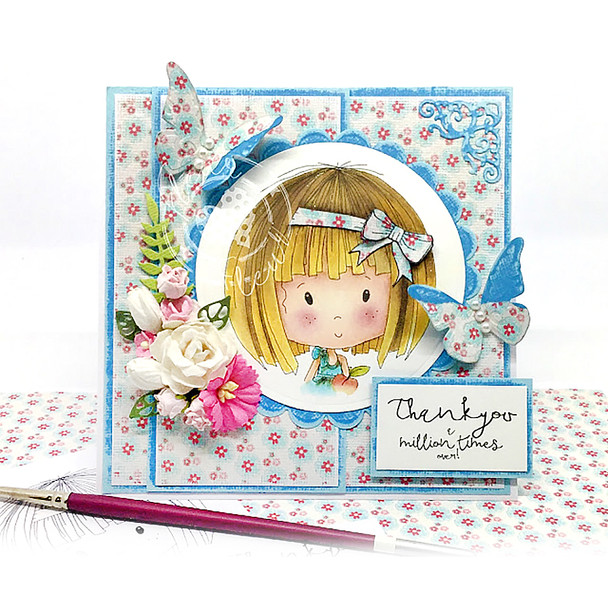 Sharing an Apple - Winnie Sugar Sprinkles Spring - Cute Printable Digital Stamp Card making Craft Download