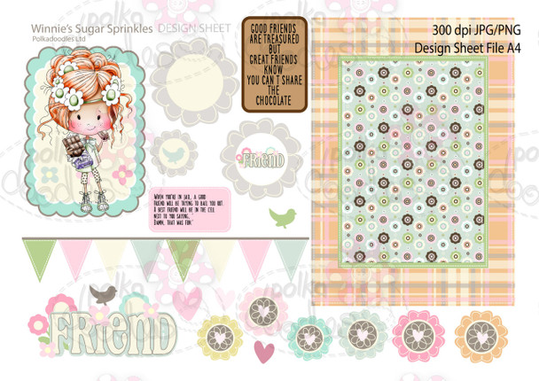 Winnie Sugar Sprinkles Springtime DESIGN SHEET 8 - Printable Crafting Digital Stamp Craft Scrapbooking Download