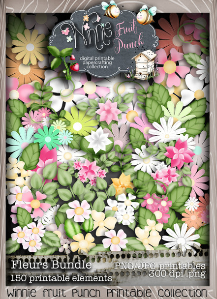 Winnie Fruit Punch Blooms Bundle - Printable Crafting Digital Stamp Craft Scrapbooking Download