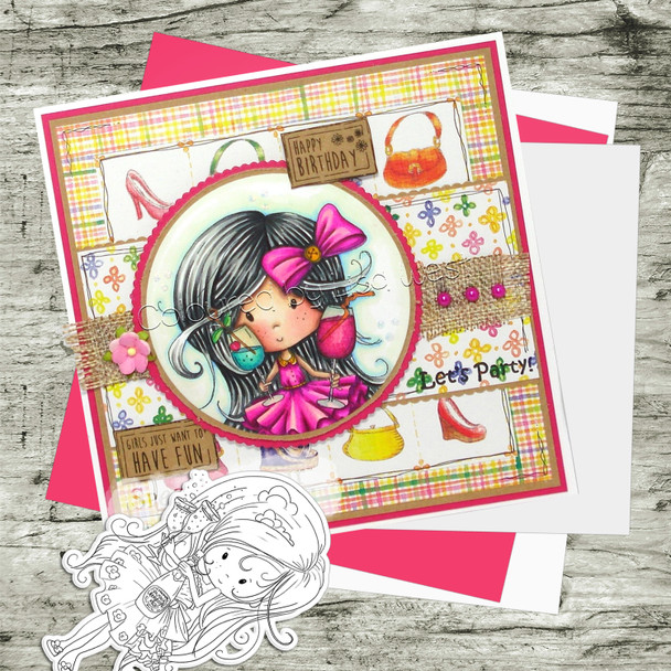 One for You! Winnie Fruit Punch Printable Digital Craft Stamp Download, digiscrap