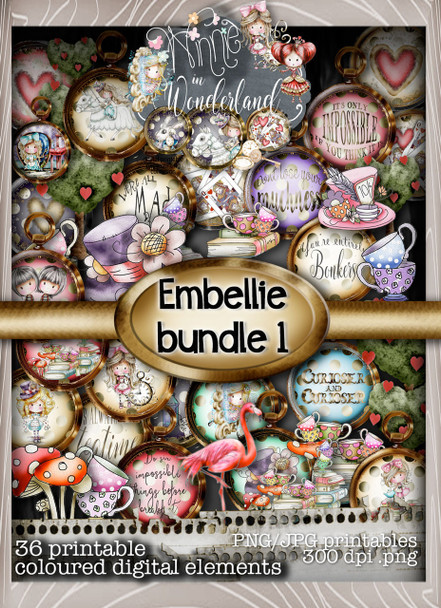 Winnie in Wonderland - (BIG KAHUNA DOWNLOAD) Printable Digital card/scrap collection