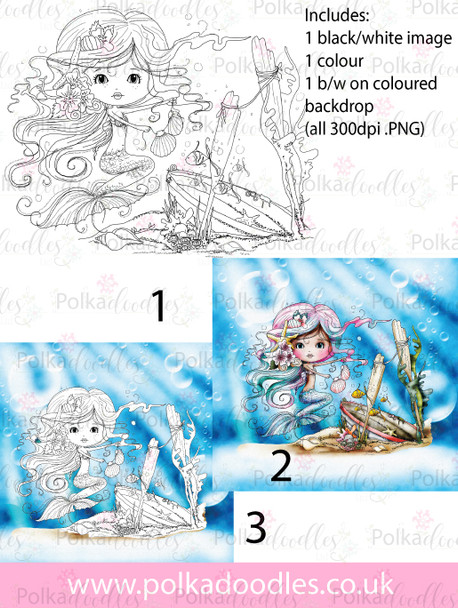 Meribelle Mermaid - 30 digital craft stamp download bundle