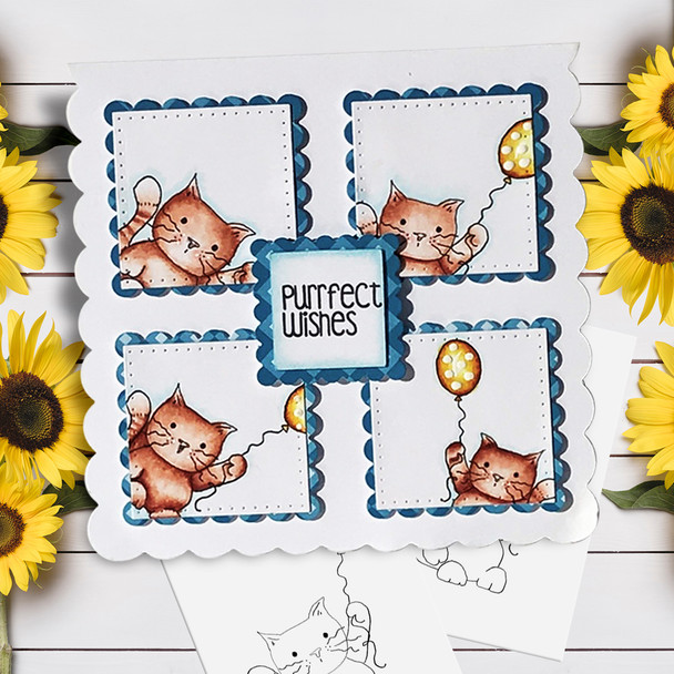 Purr-fect Kitty Cat wishes...Craft Digital stamp download with FREE Sentiment