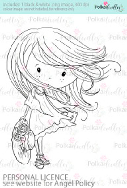 Windswept Winnie Hang onto your hat coloured digital stamp/clipart- Winnie Special Moments...Craft printable download digital stamps/digi scrap kit