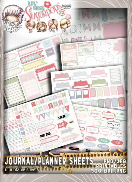 Lil Miss Sugarpops Kit 2 Journal/planner bundle...Craft printable download digital stamps/digi scrap kit