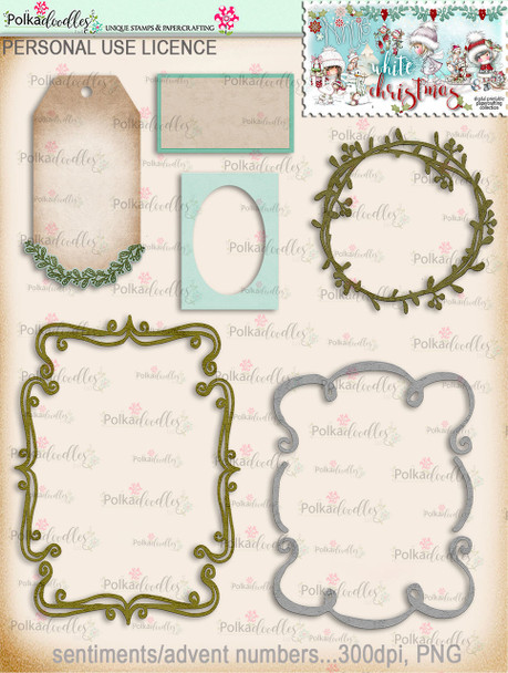 60+ Printable Christmas Tags & Frames - Winnie White Christmas...Craft printable download digital stamps/digi scrap