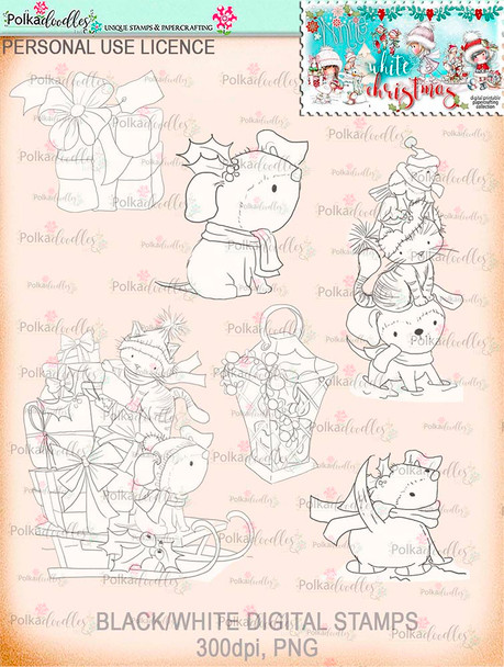 Winnie White Christmas Big Kahuna download including printable Winnie black and white digital stamps for crafting, card making and paper crafting - use with a digital cutting  machine such as the Silhouette Cameo or Brother Scan and Cut