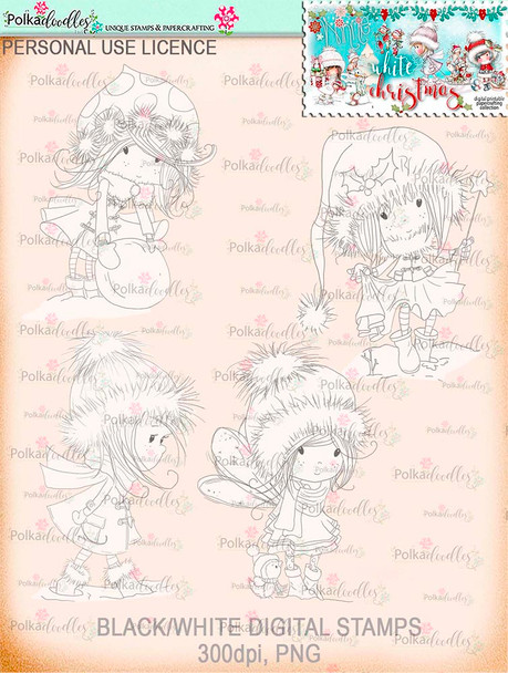 Winnie White Christmas Big Kahuna download including printable Winnie black and white digital stamps for crafting, card making and paper crafting - use with a digital cutting  machine such as the Silhouette Cameo or Brother Scan and Cut