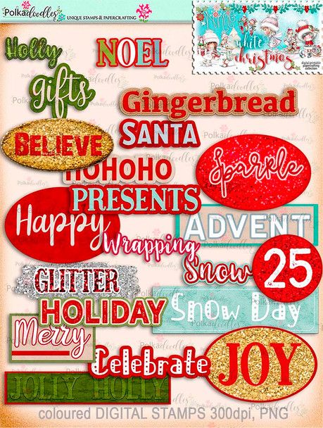 Winnie White Christmas Big Kahuna download including printable designer sentiments and greetings