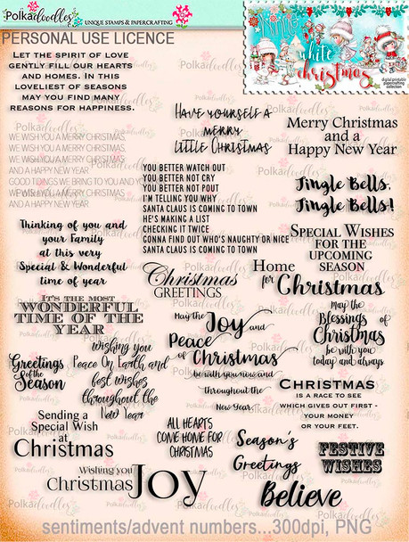 Winnie White Christmas Big Kahuna download including printable designer sentiments and greetings
