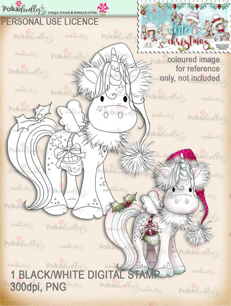 Holly Sparkles the Christmas Unicorn - Digital Stamp download. Winnie White Christmas printables.Craft printable download digital stamps/digi scrap