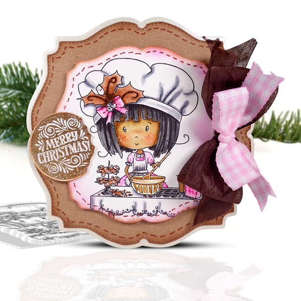 Winnie Baking Gingerbread - Winnie White Christmas Clear Polymer Stamp.