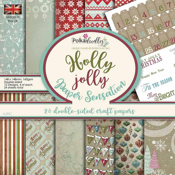 Holly Jolly Christmas Paper pad, 6 x 6" designs, 24 sheets, double-sided papers