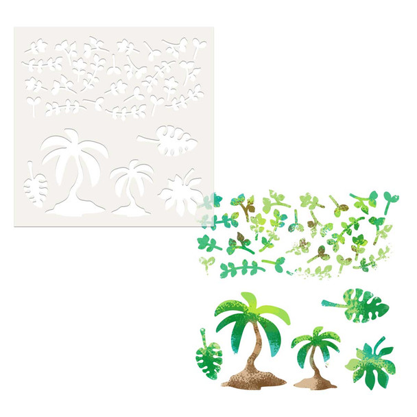 Tropical Foliage Jungle leaves Craft Stencil – 6 x 6" Card Making Stencil, Scrapbooking & Mixed Media