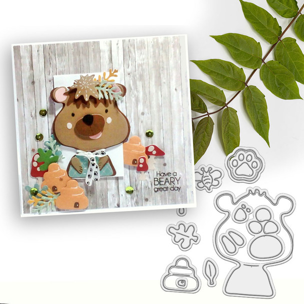 Beary Cute bear nature outdoor die set - Bear card making craft cutter Die set