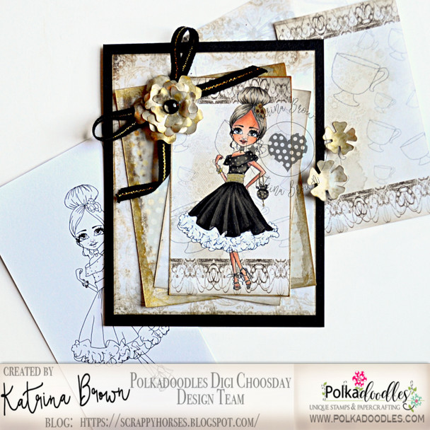 Ruby Prom - precoloured digi stamp download