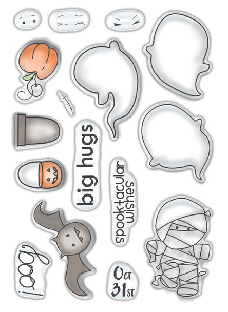 Spooktacular ghosts - Halloween clear stamp set for craft, card making, scrapbooking.