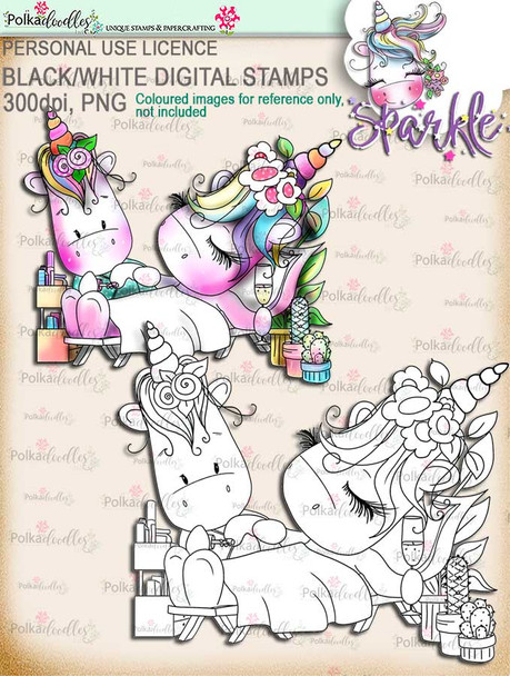 Pamper Day -  Sparkle Unicorn digi stamp download