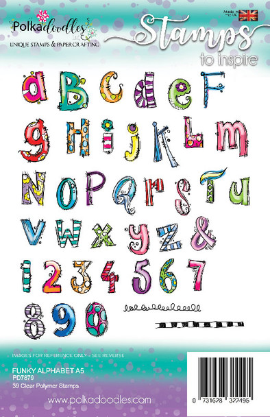 Funky Alphabet A5 stamp set with co-ordinating stencil