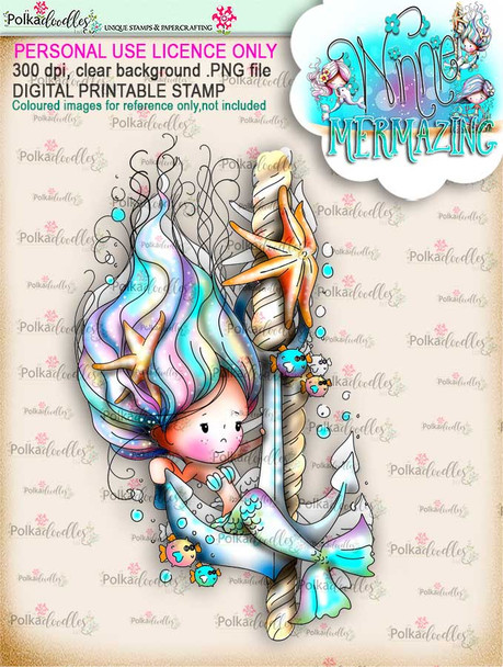 Winnie Mermaid Mermazing (precoloured)- Anchor's Away digital stamp download