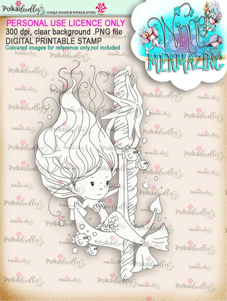 Winnie Mermaid Mermazing - Anchor's Away digital stamp download