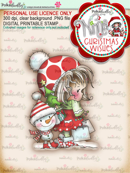 Snow Shopping (colour) - Winnie Christmas Wishes digi scrap printable download