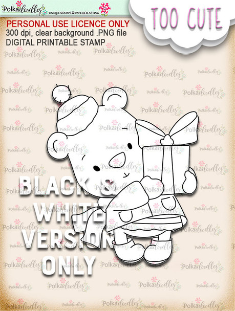 Bella Bear Gift - Too Cute digital papercrafting download