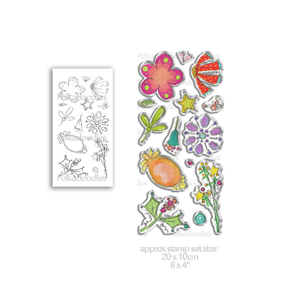 Floral Fireworks 2 - large clear Polymer stamp set