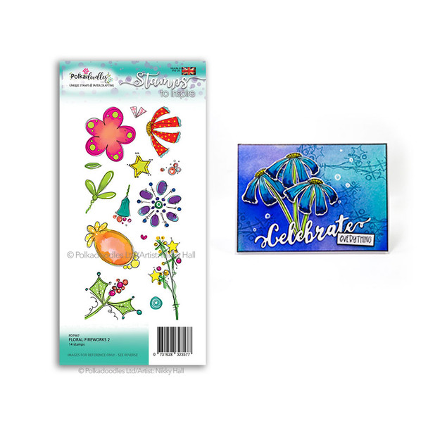 Floral Fireworks 2 - large clear Polymer stamp set