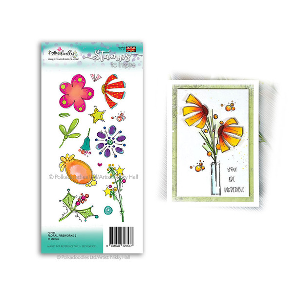 Floral Fireworks 2 - large clear Polymer stamp set