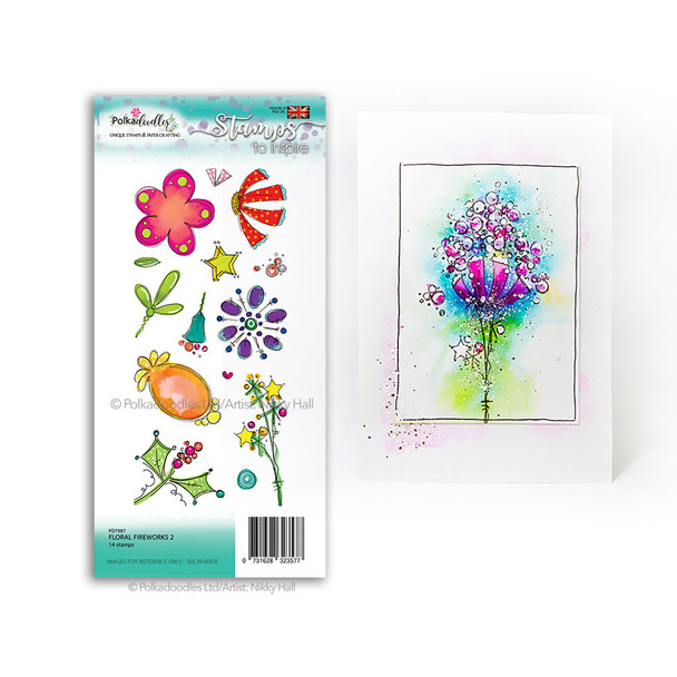 Floral Fireworks 2 - large clear Polymer stamp set