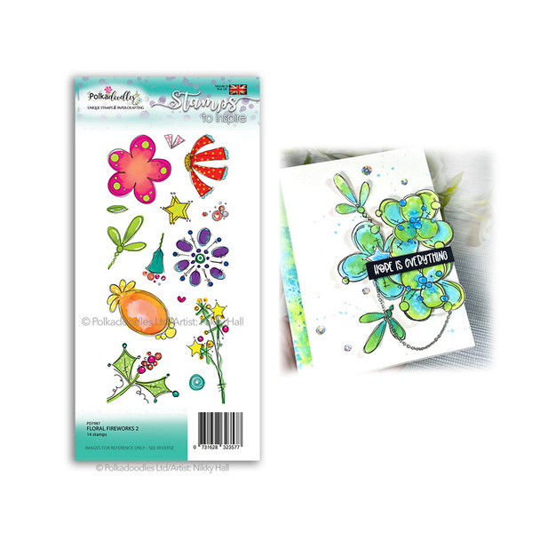 Floral Fireworks 2 - large clear Polymer stamp set