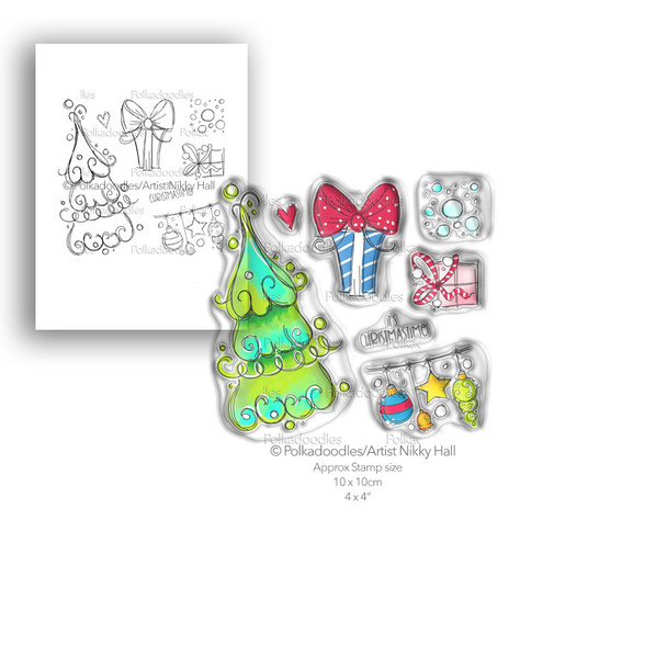 Curly Christmas stamp collection - 7 Clear Polymer stamp set
