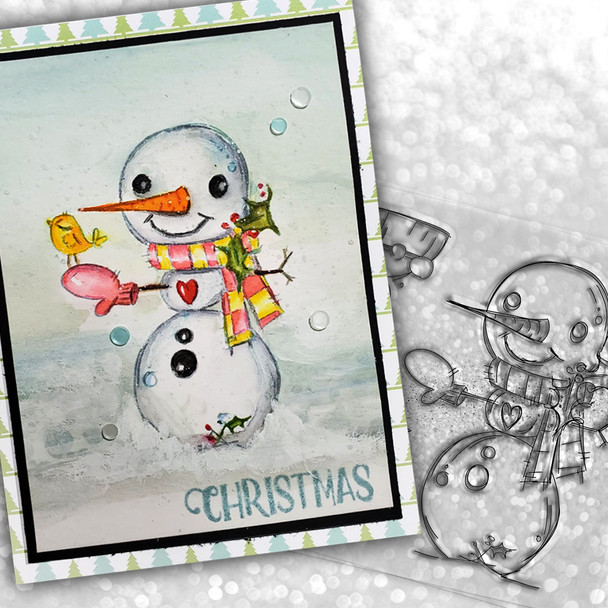 Smiley Snowman Christmas stamp collection - 5 Clear Polymer stamp set